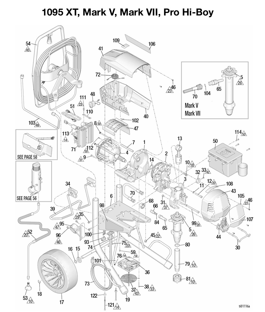 Graco Ultra Mark V XT Standard Pro Hi-Boy Electric Airless Sprayer Parts List