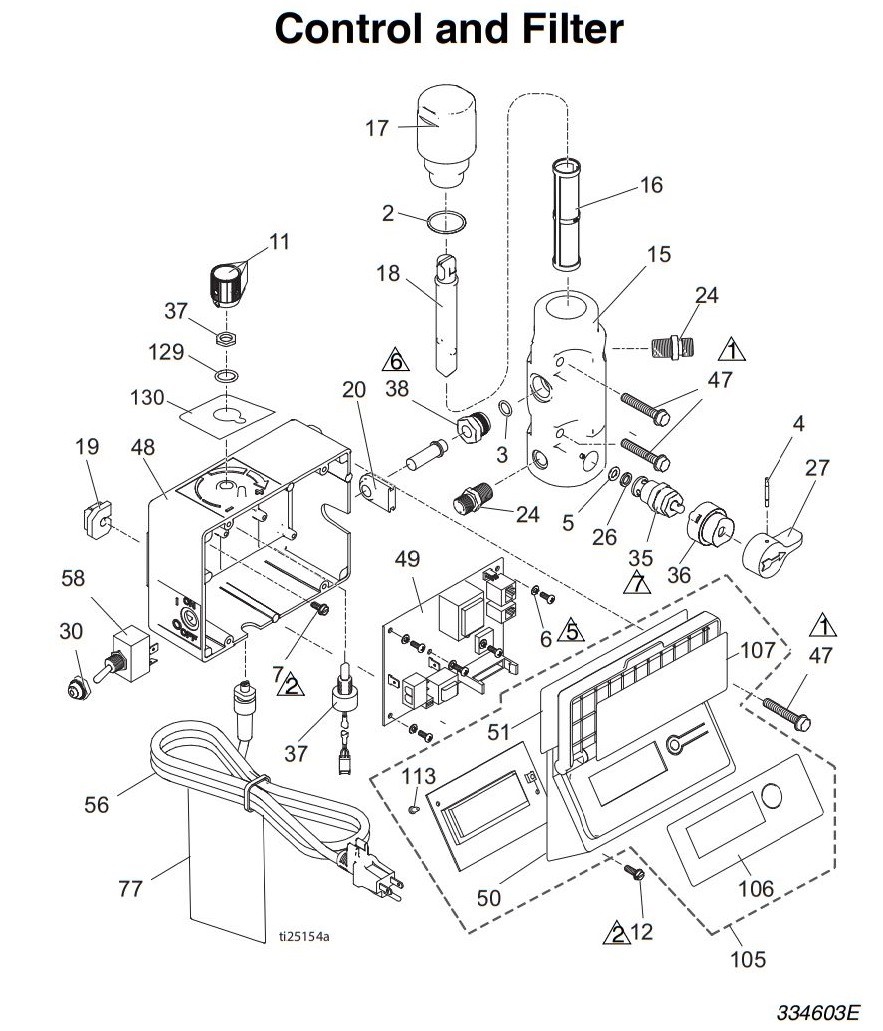 Graco RentalPro 230PC Electric Airless Sprayer Control and Filter Parts List