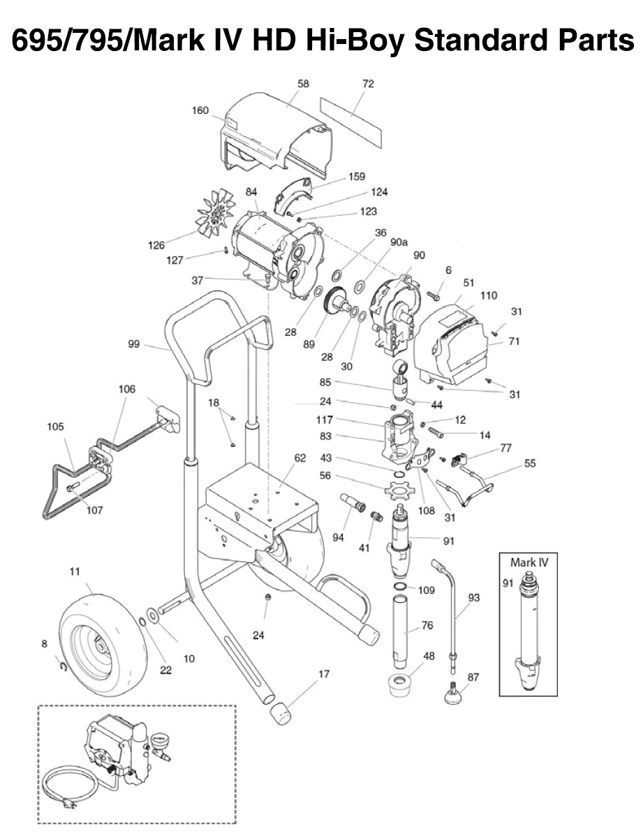 Graco 695 Hi-Boy Standard parts list