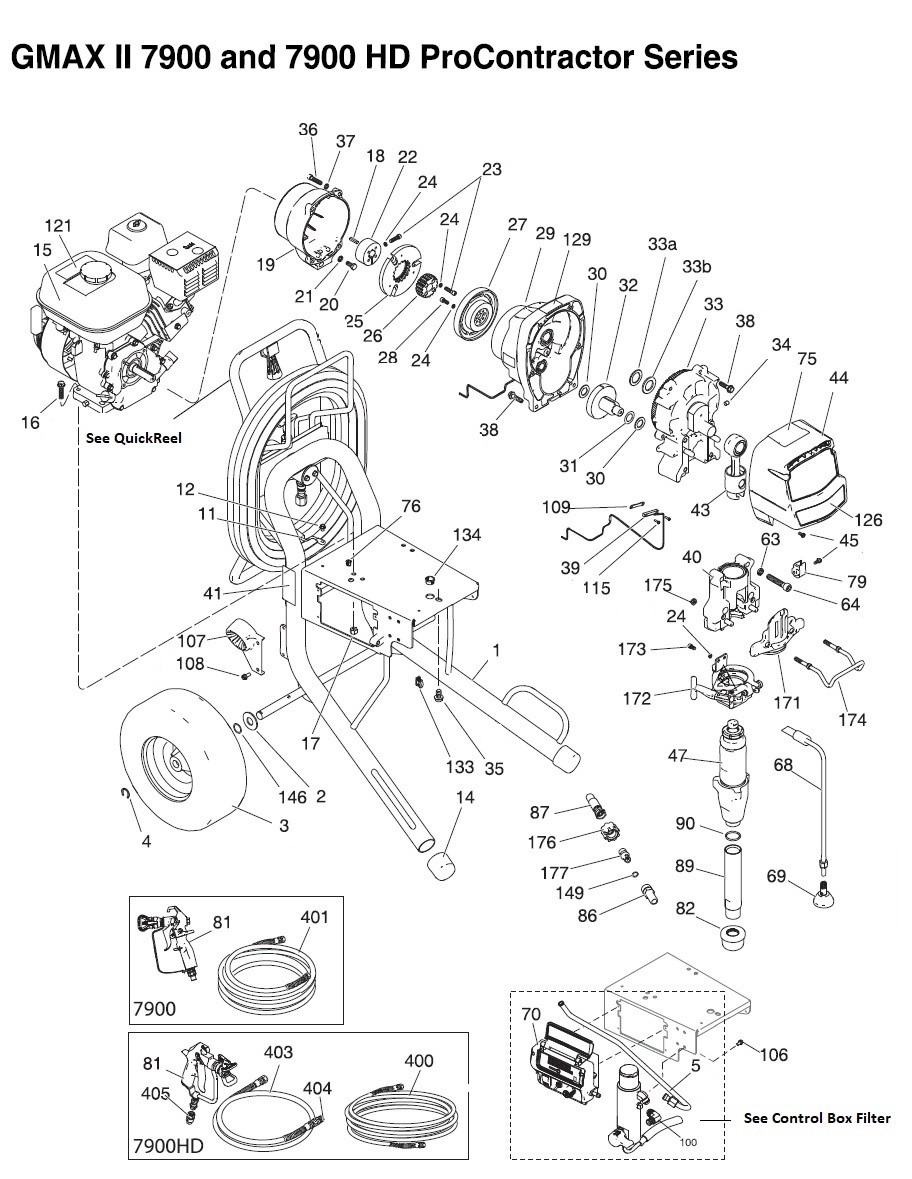 Graco GMAXII 7900 ProContractor Series Gas Airless Sprayer Parts