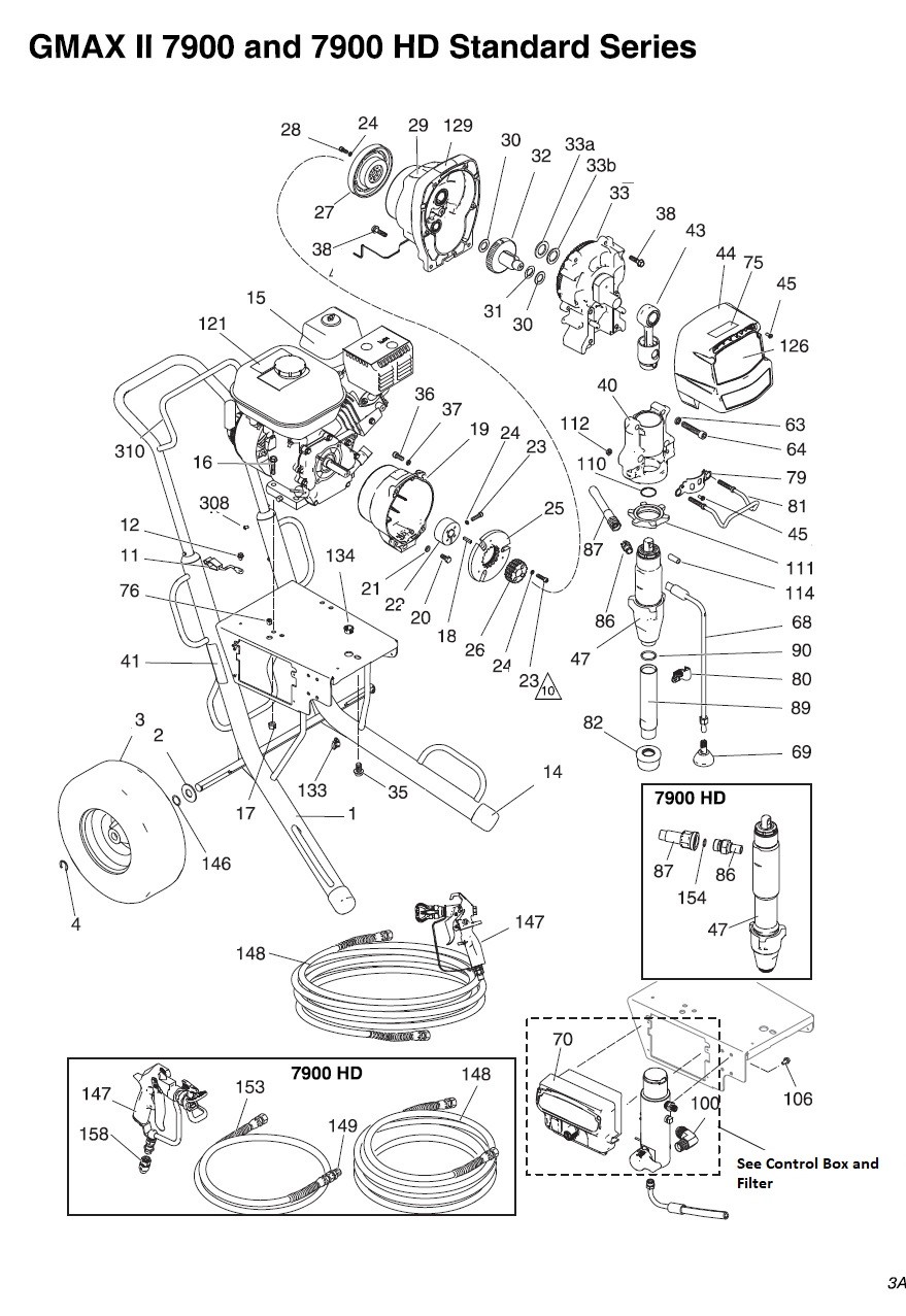 Graco GMAXII 7900 Standard Series Gas Airless Sprayer Parts