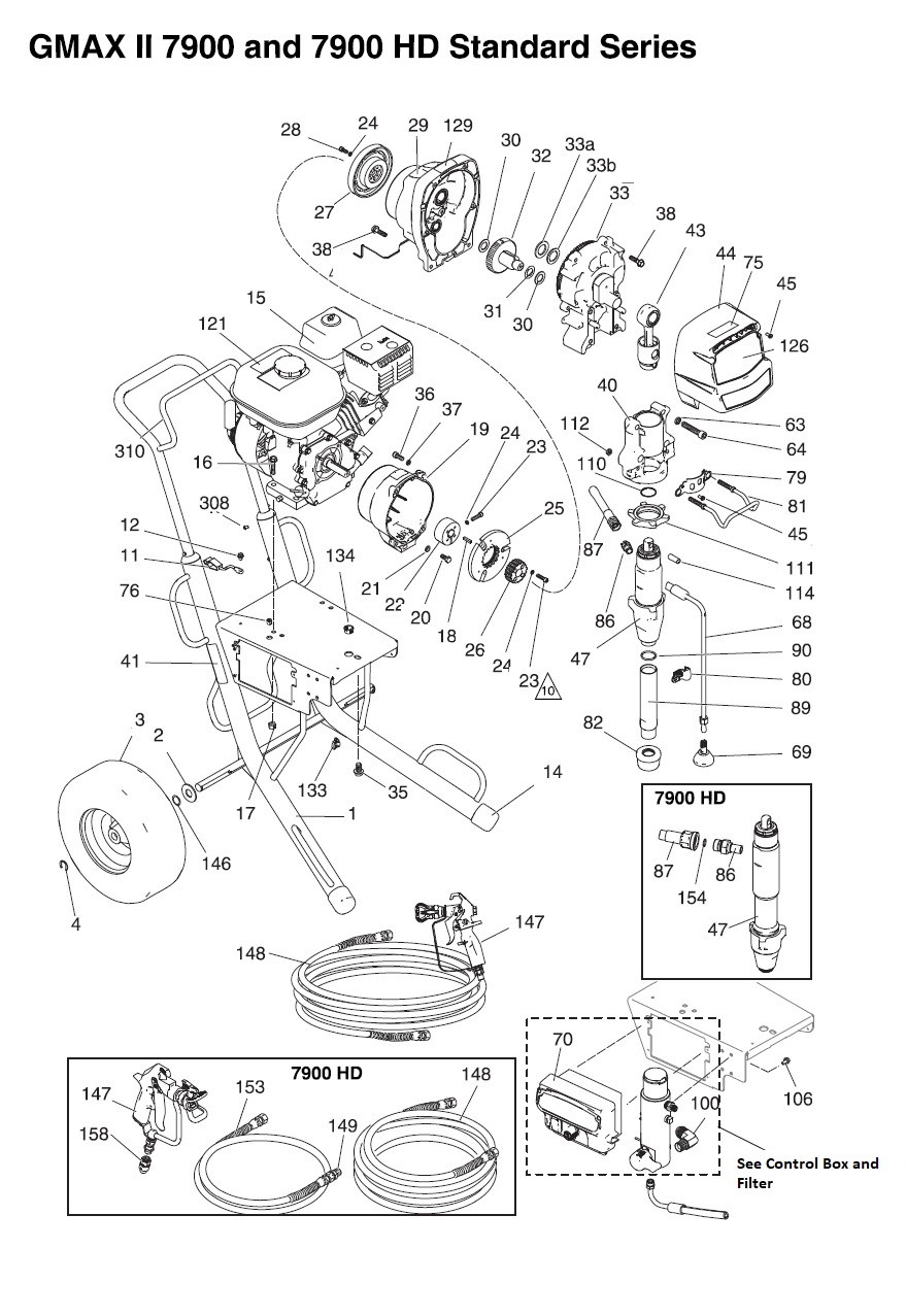 Graco GMAXII 7900 HD Standard Gas Airless Sprayer Parts List