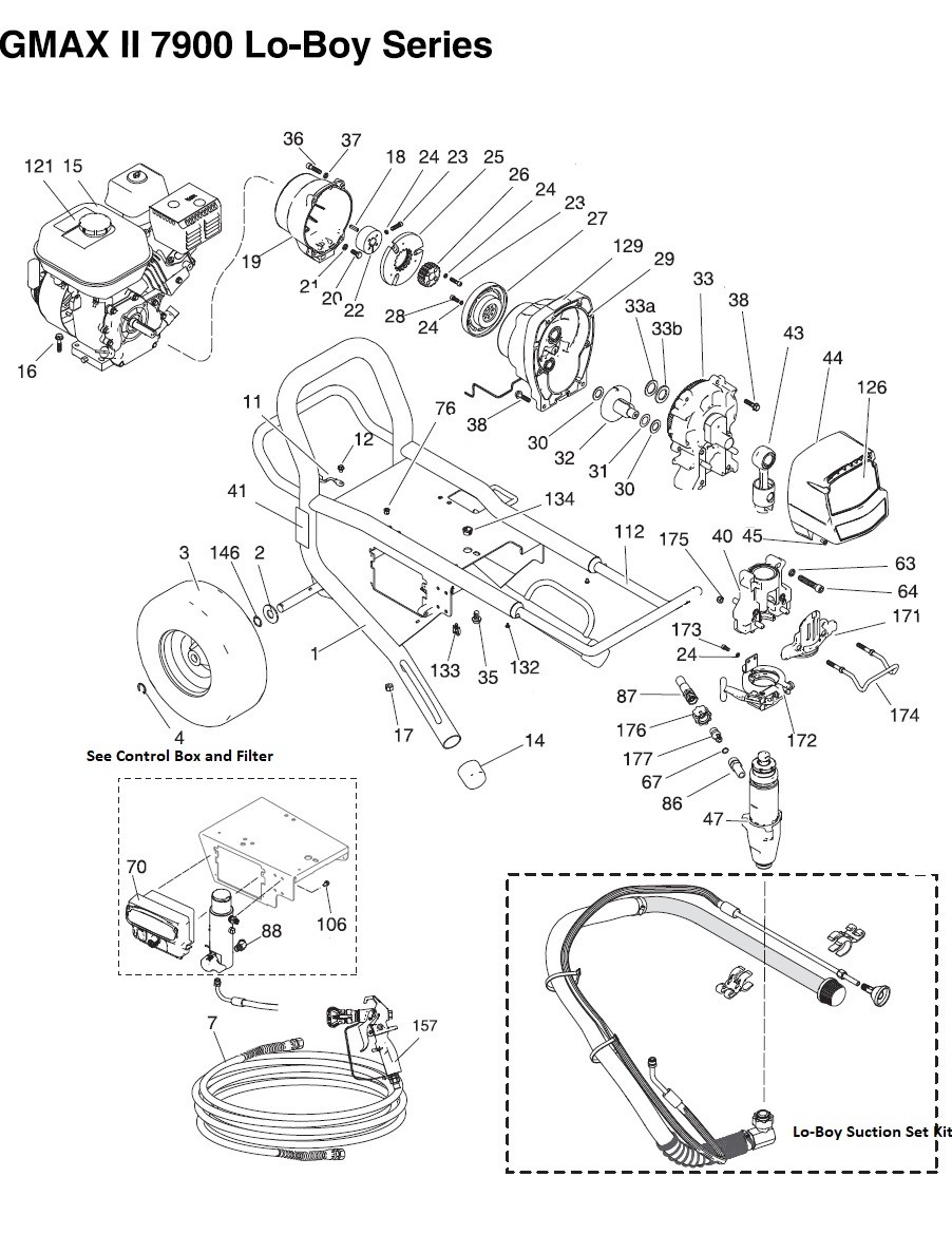 Graco GMAXII 7900 Lo-Boy Series Gas Airless Sprayer Parts