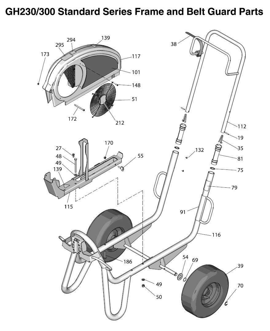 Graco DutyMax GH300 Standard Series Frame and Belt Guard Parts