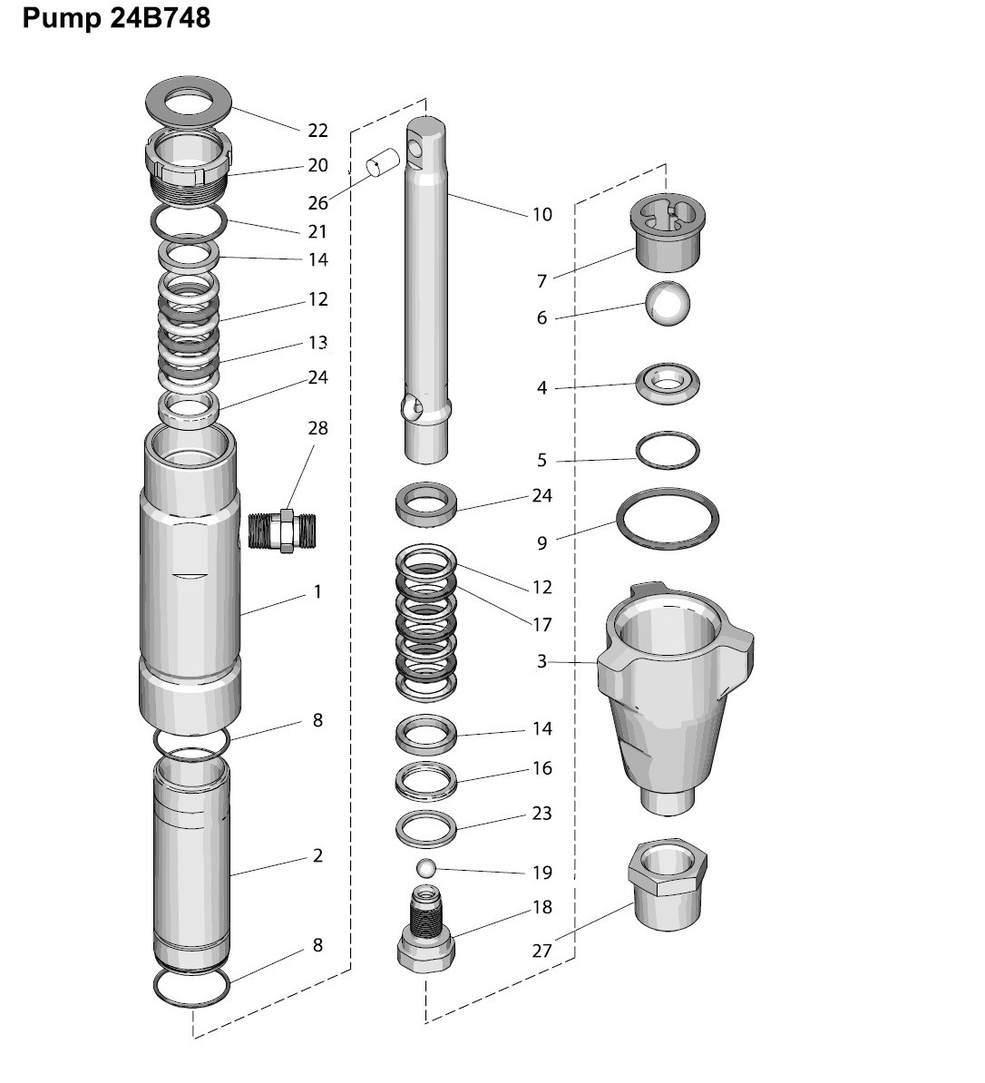 Graco GH130 Standard Series Pump Parts (24B748)