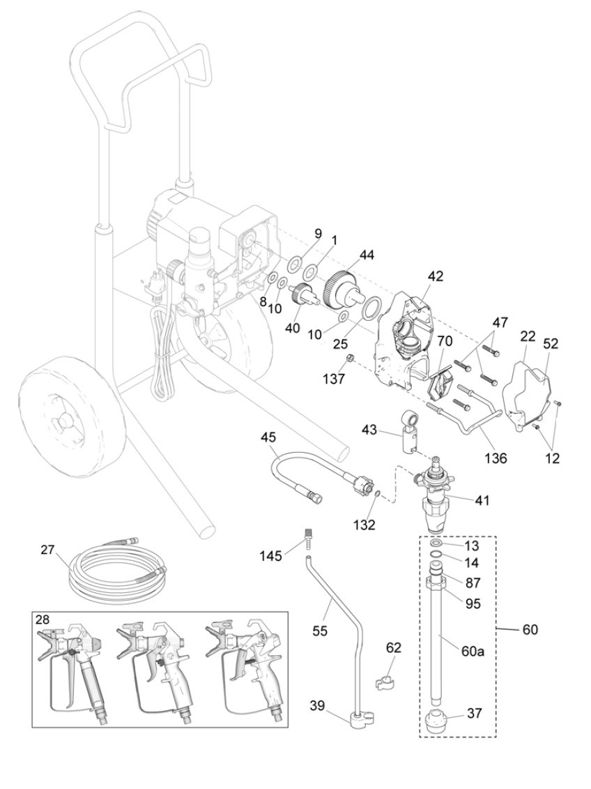 Graco 290 PC classic Hi-Boy sprayer parts (part 2)