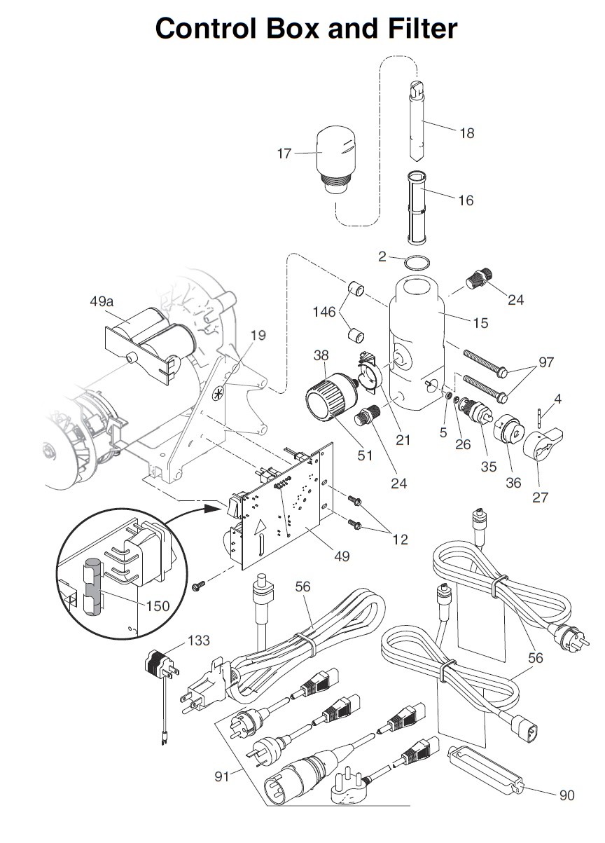 Graco 290 PC classic control box and filter parts
