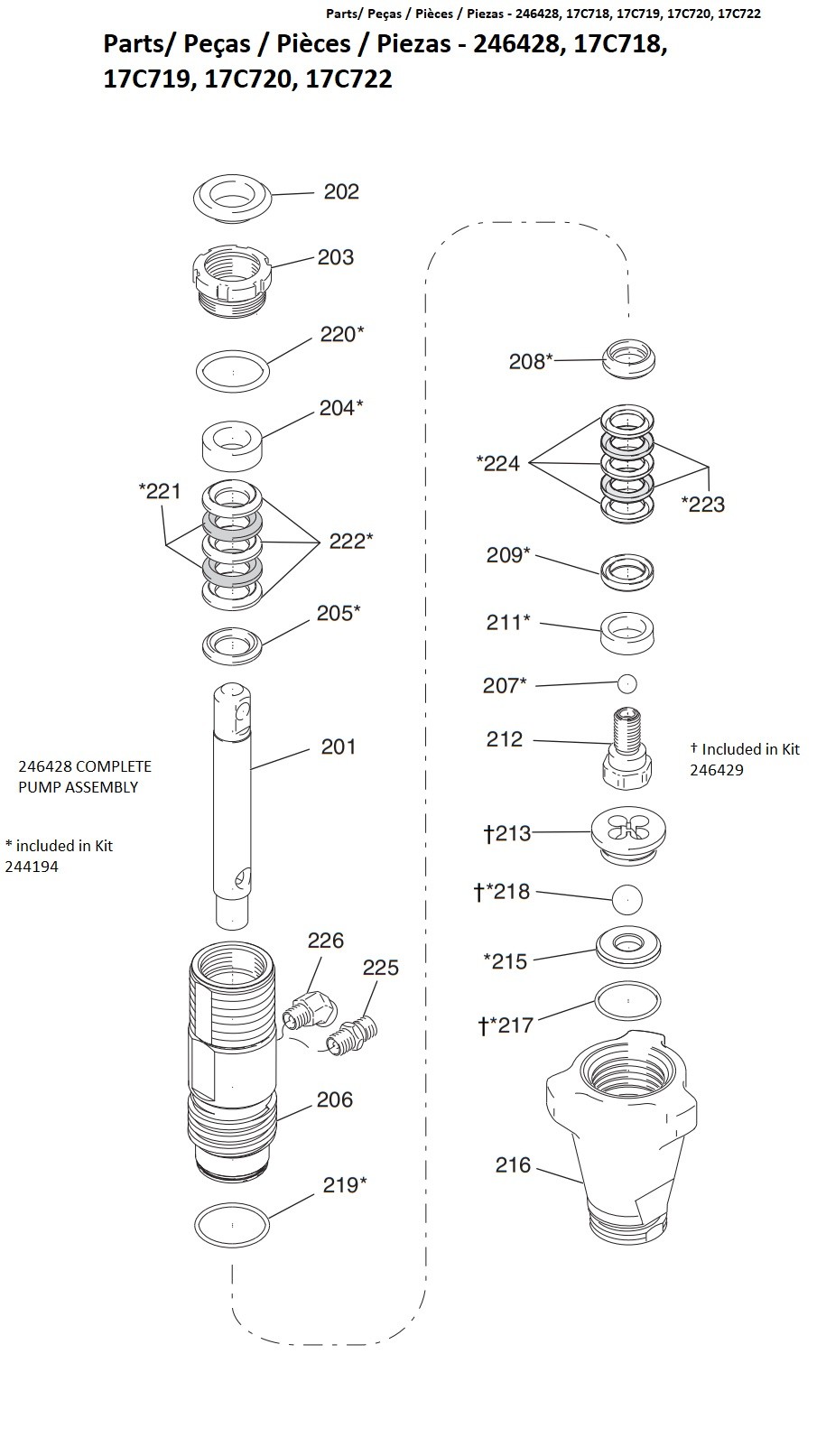 Graco 290 PC classic Stand Pump (246428) Parts List