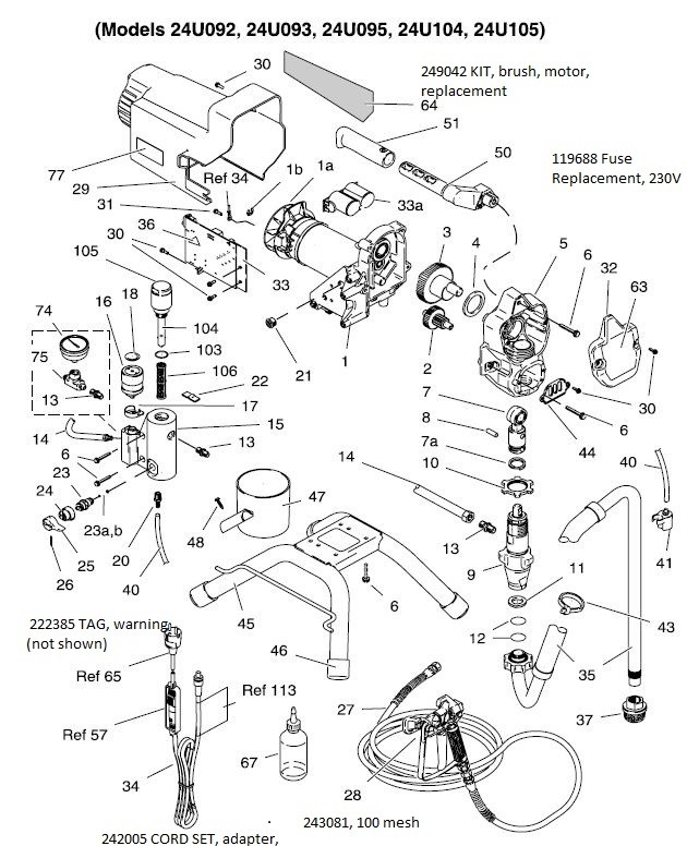 Graco 290 classic sprayer stand parts (24U092)