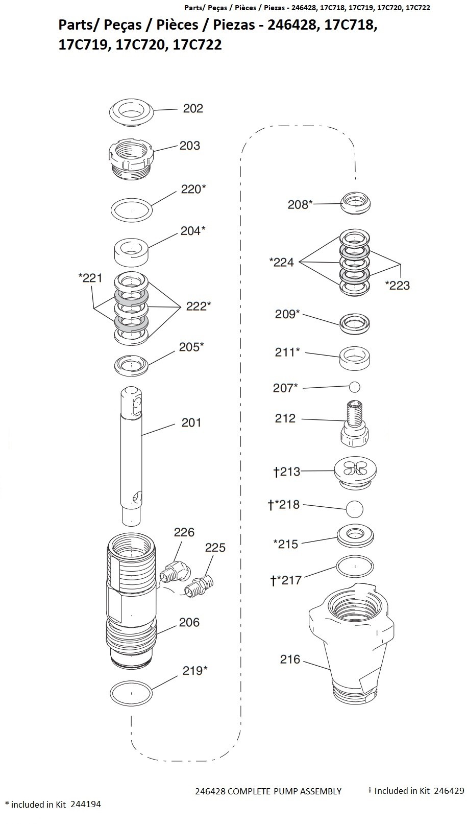 Graco 390 electric airless Lo-Boy sprayer parts (24U106) Pump 246428