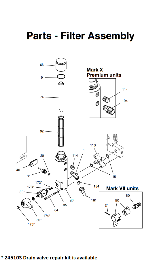 Graco Mark X Max Filter Assembly Sprayer Parts List