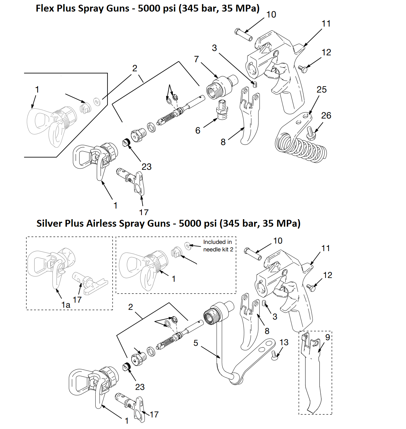 Graco Silver And Flex Plus Spray Guns