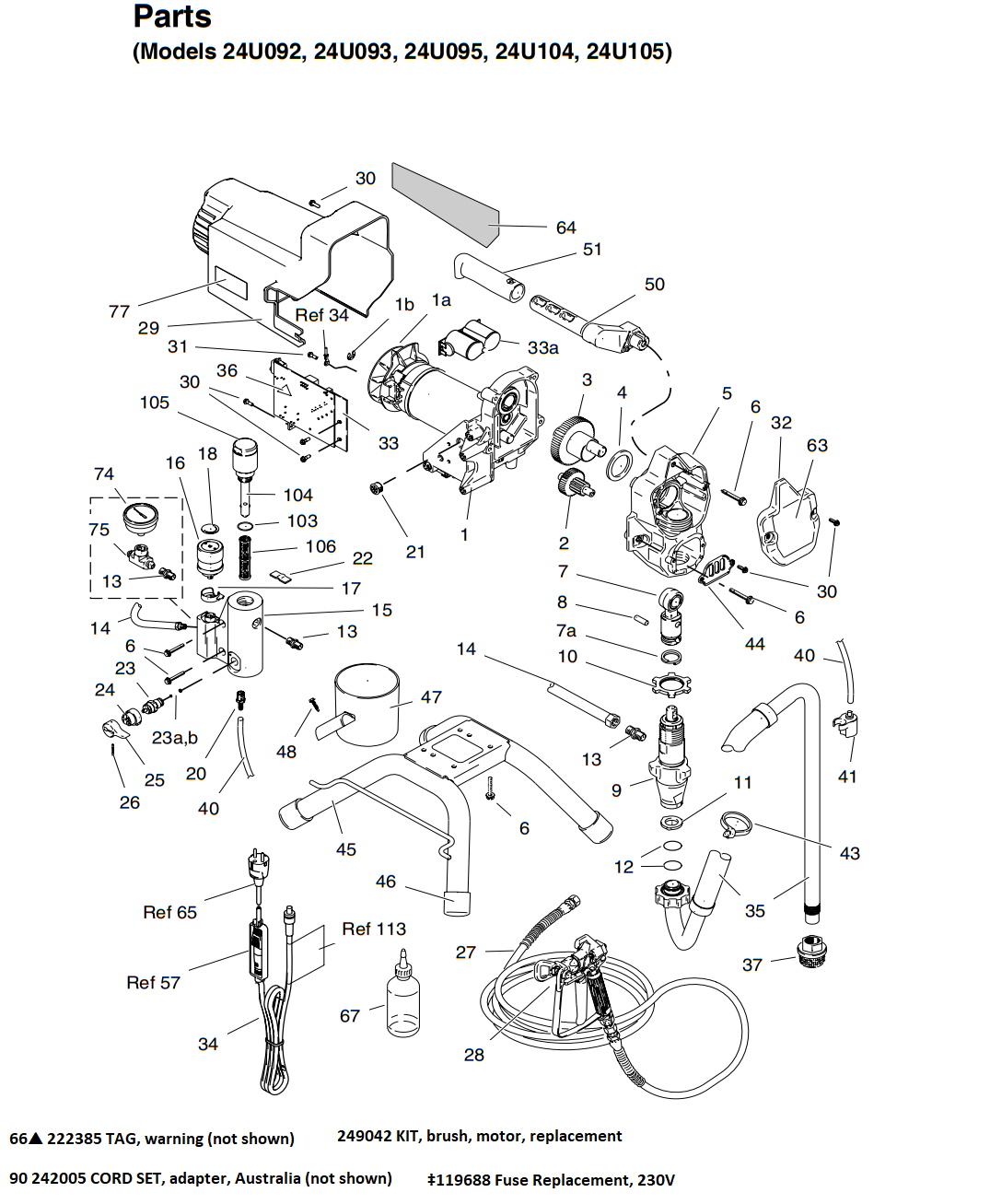 Graco 390 Classic Stand Electric airless sprayers 24U092, 24U093, 24U095, 24U104, 24U105