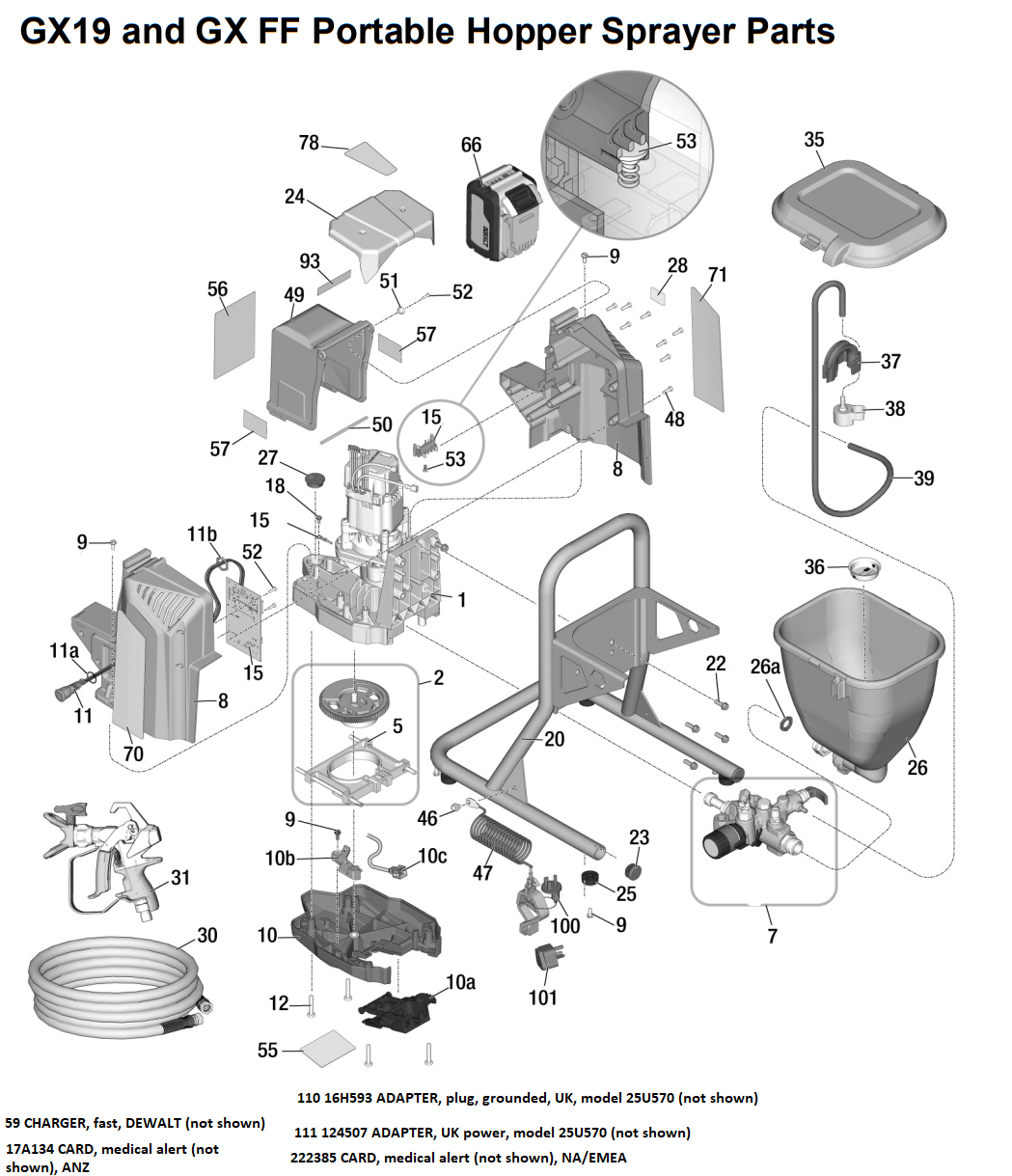 Graco GX19 Portable Hopper Sprayer Parts