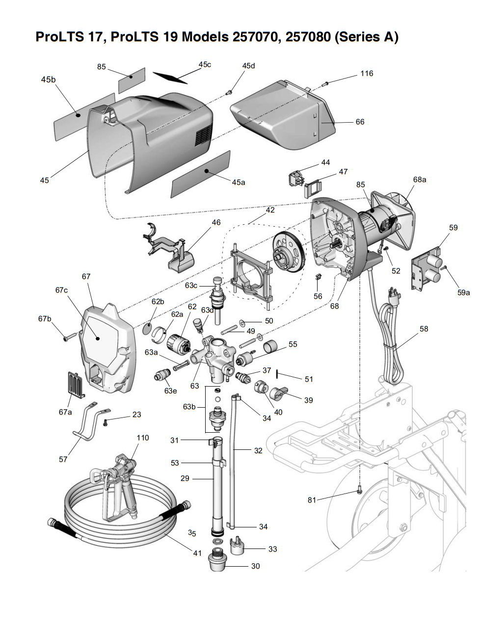 Graco ProLTS 17, ProLTS 19 Models 257070, 257080 (Series A) Airless Sprayer parts