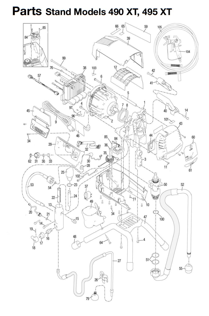 Graco 490Xt Stand Assembly Electric Airless Sprayer Parts
