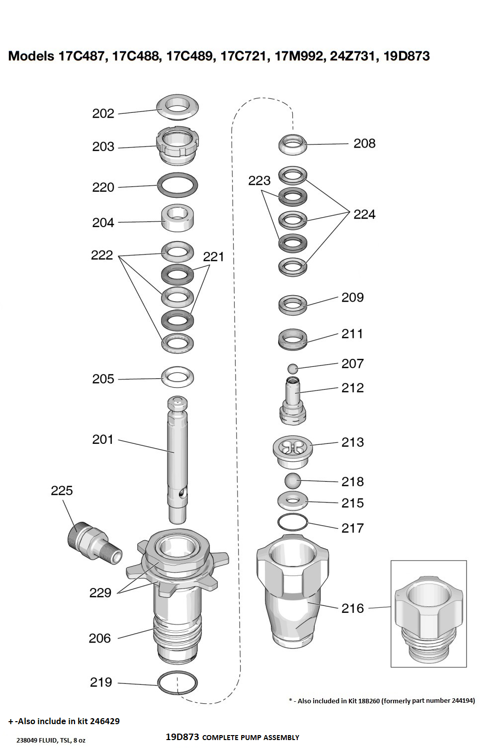 Graco 490 XT Lo-Boy Pump Assembly (19D873) Electric Airless Sprayer Parts Breakdown