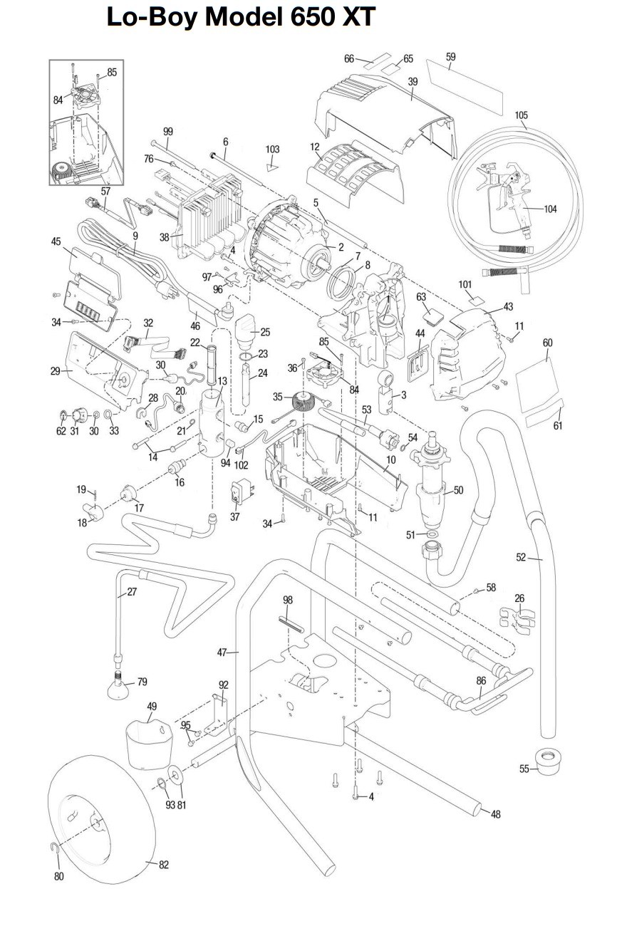 Graco 650 XT Lo-Boy Electric Airless Sprayer Parts Breakdown
