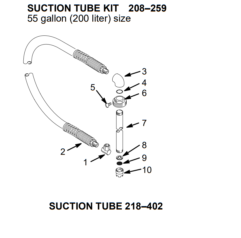 Graco Ultra 500 Suction Tube Kit Electric Airless Sprayer Parts