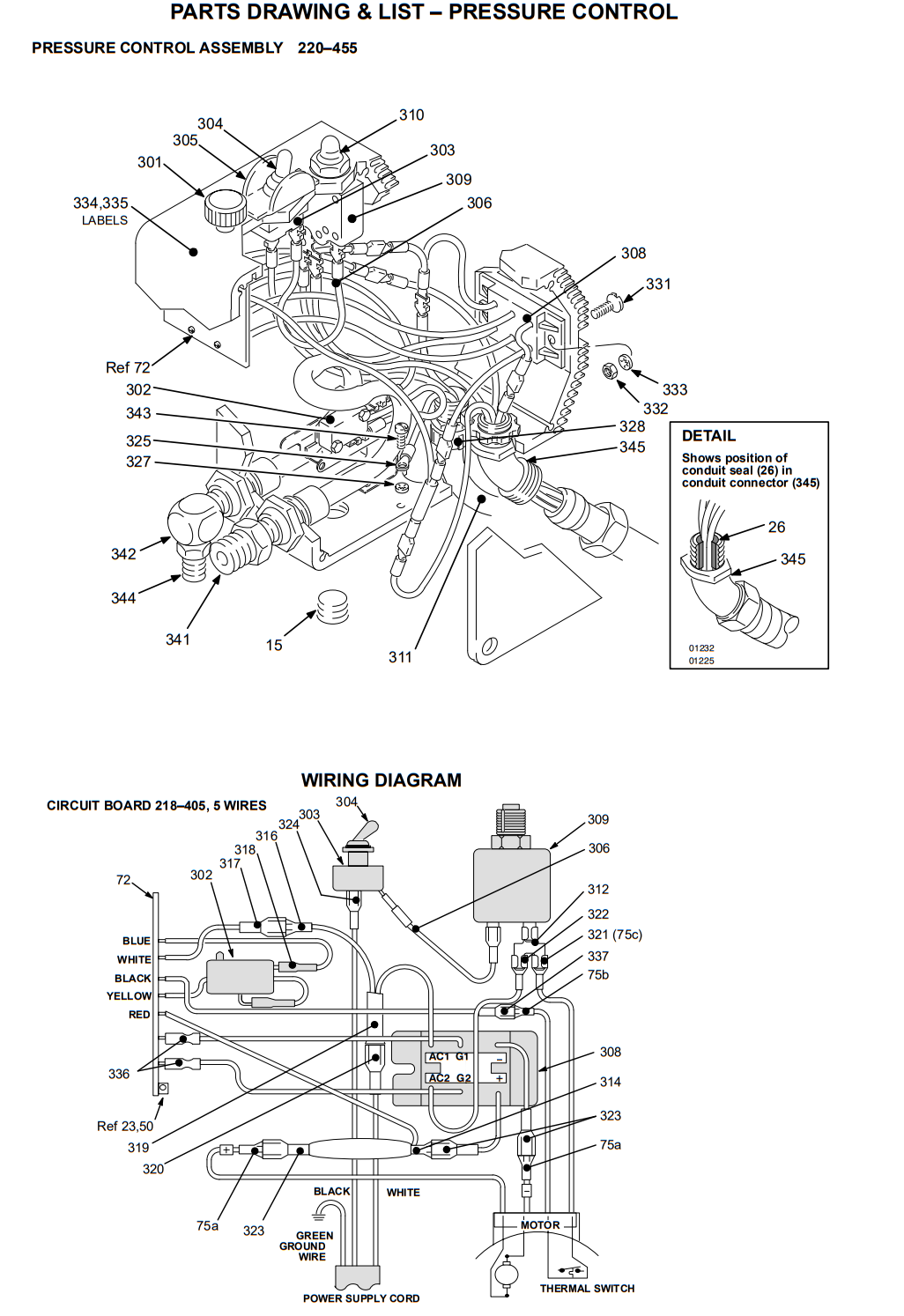 Graco Ultra 750 Pressure Control and Wiring Airless Paint Sprayer