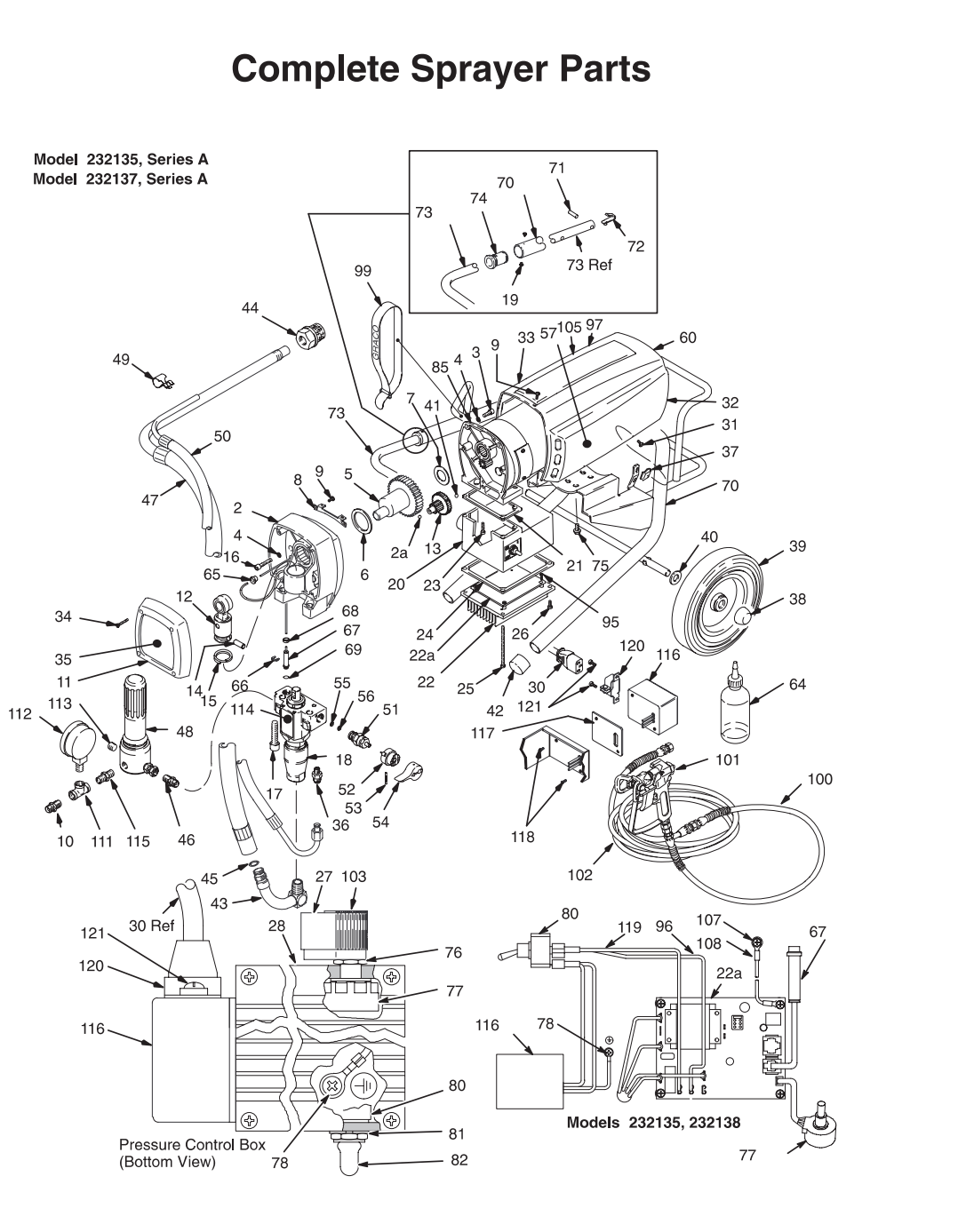 Graco Ultra Max 695 Complete Sprayer Parts (Model: 232135 & 232137)