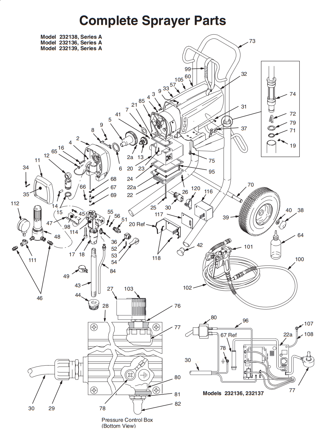 Graco Ultra Max 695 Complete Sprayer Parts (Model: 232138 & 232136)