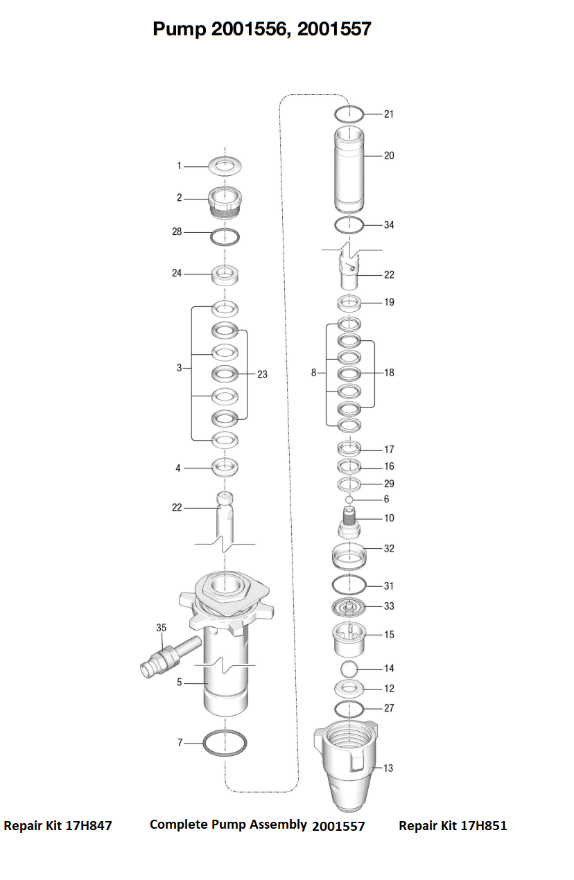 Graco Ultra Mark Vll XT Standard Pro Hi-Boy Pump Breakdown (2001557) Electric Airless Sprayer Parts List